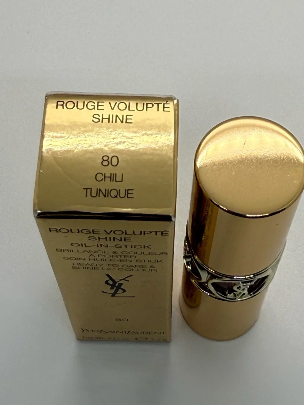 Yves Saint Laurent Rouge Volupte Shine Oil-In-Stick 80 Chili (Gold Packaging)
